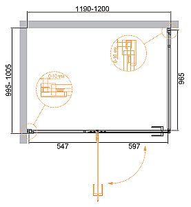 Душевой уголок Cezares Bellagio 120х100 BELLAGIO-AH-1-120/100-C-BORO стекло прозрачное/профиль матовое брашированное золото купить в интернет-магазине Sanbest