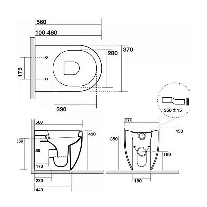 Унитаз приставной Kerasan Flo 3118 Белый купить в интернет-магазине Sanbest