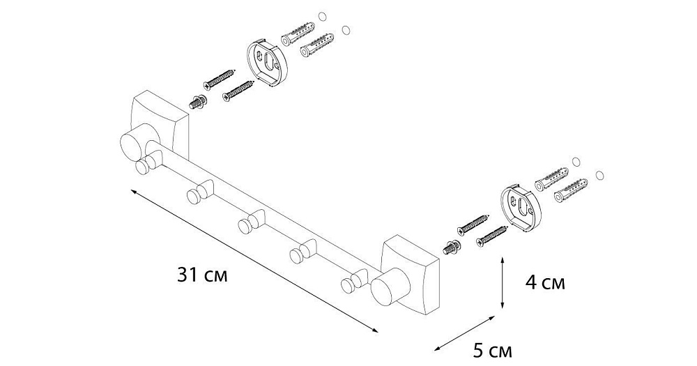 Крючок FIXSEN KVADRO FX-61305-5 купить в интернет-магазине сантехники Sanbest