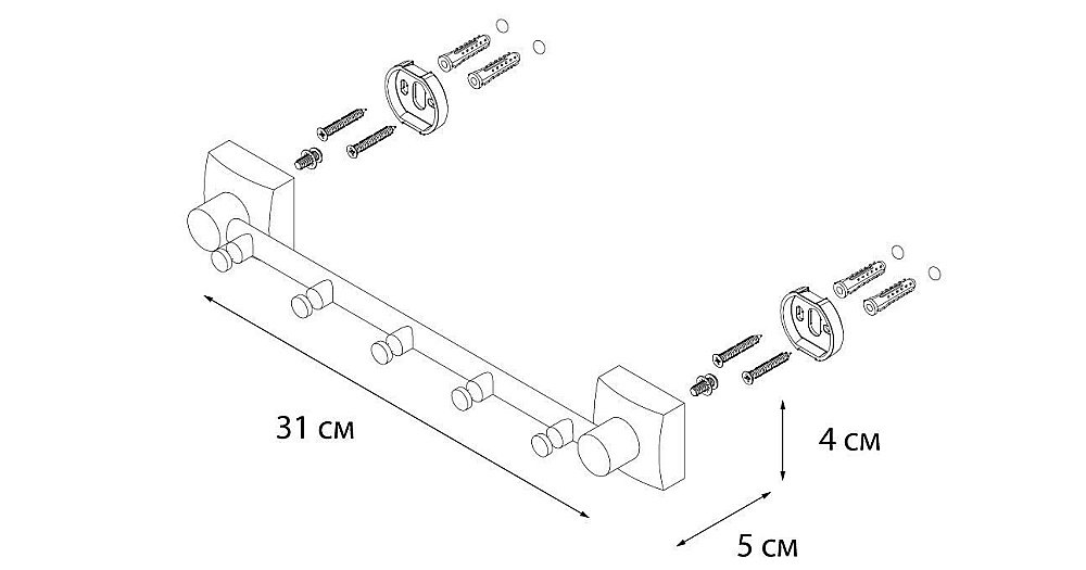 Крючок FIXSEN KVADRO FX-61305-5 купить в интернет-магазине сантехники Sanbest