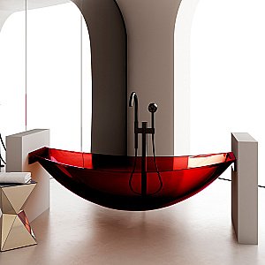 Ванна подвесная Abber Kristall AT9704Rubin 180x80 красная прозрачная купить в интернет-магазине Sanbest