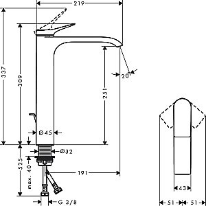 Смеситель для раковины Hansgrohe Vivenis 75040670 черный матовый купить в интернет-магазине сантехники Sanbest