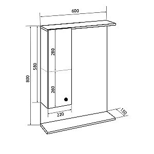 Зеркало со шкафом Loranto Моника 60 белое купить в интернет-магазине сантехники Sanbest