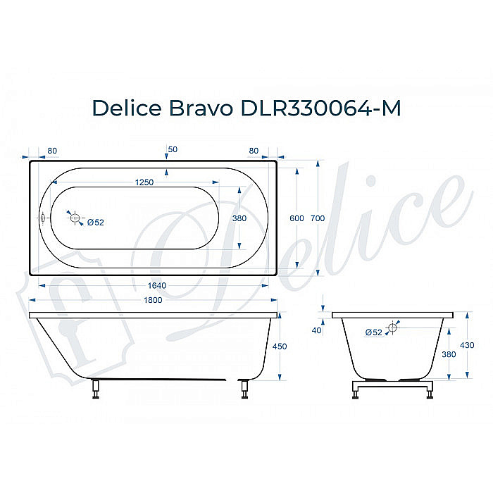 Ванна Delice Bravo DLR330064-M 180х70 белая матовая купить в интернет-магазине Sanbest