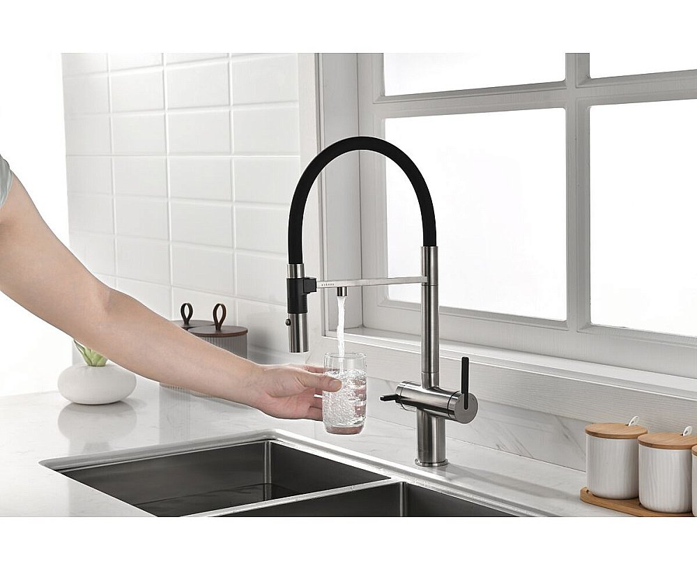 Смеситель для кухни Paulmark Gravity Gr213888-BS нержавеющая сталь купить в интернет-магазине сантехники Sanbest