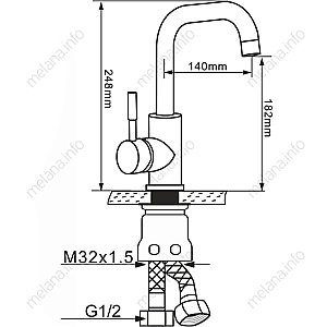 Смеситель для кухни Melana Моно F6113 сатин купить в интернет-магазине сантехники Sanbest