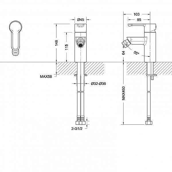 Смеситель для биде BRAVAT Stream F33783C купить в интернет-магазине сантехники Sanbest