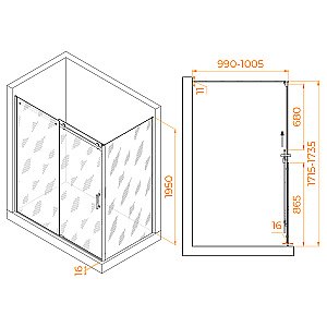 Душевой уголок RGW Tornado TO-44-1B 020744170-14 170x100 стекло прозрачное/профиль черный купить в интернет-магазине Sanbest