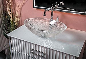 Тумба с раковиной Armadi Art Monaco 100 со столешницей белая с хромом для ванной в интернет-магазине Sanbest