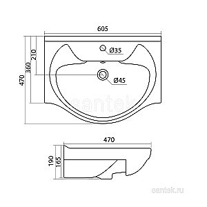 Раковина мебельная Santek Байкал 61 1.WH10.9.652 белая купить в интернет-магазине Sanbest