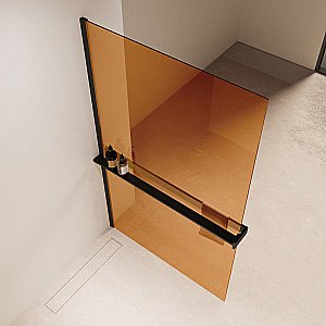 Душевое ограждение Vincea Walk-In VSW-1HR900GSB 90 черный/стекло янтарь купить в интернет-магазине Sanbest