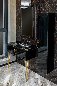 Консоль с раковиной Armadi Art LUCIDO 770-100-B 100 глянцевый черный для ванной в интернет-магазине сантехники Sanbest