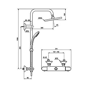 Душевая система Ideal Standard Idealrain Eco A6421AA купить в интернет-магазине сантехники Sanbest