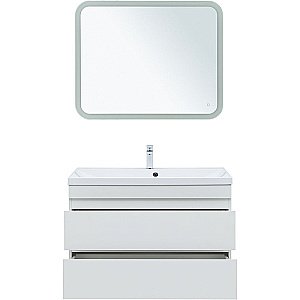 Тумба с раковиной Aquanet Нота new 100 335420 белая для ванной в интернет-магазине Sanbest