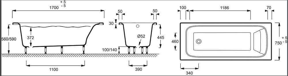 Ванна Jacob Delafon ELITE RU 170x75 купить в интернет-магазине Sanbest