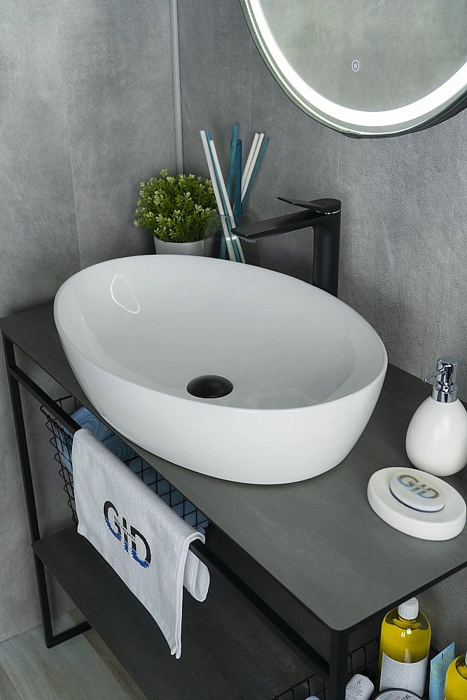 Раковина накладная Gid Lago 61 N9433 51148 белая купить в интернет-магазине Sanbest