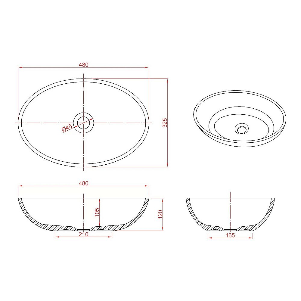 Раковина накладная Montebianco CONCA 12093 белая матовая купить в интернет-магазине Sanbest