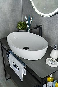 Раковина накладная Gid Lago 61 N9433 51148 белая купить в интернет-магазине Sanbest