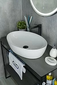 Раковина накладная Gid Lago 61 N9433 51148 белая купить в интернет-магазине Sanbest