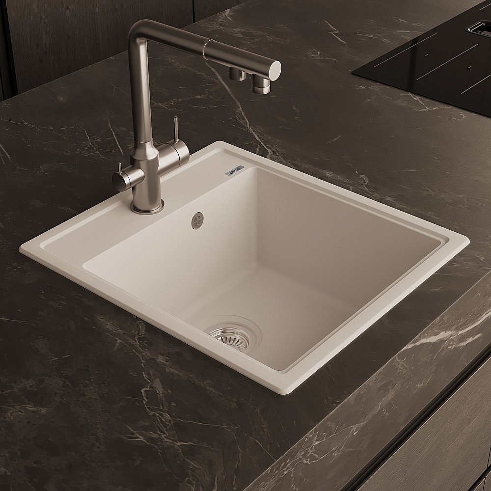 Кухонная мойка Abber Quarz 46х51 AQ2901W белая матовая купить в интернет-магазине сантехники Sanbest