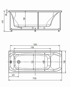 Ванна Aquatek Альфа 170х70 ALF170-0000038 белая купить в интернет-магазине Sanbest