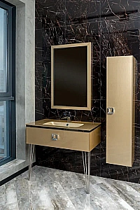 Консоль с раковиной Armadi Art LUCIDO 100 светлое золото для ванной в интернет-магазине сантехники Sanbest