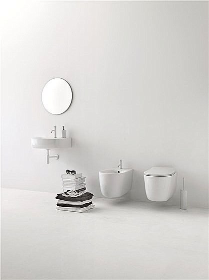 Унитаз подвесной Kerasan Nolita 5315 белый, безободковый, смыв торнадо купить в интернет-магазине Sanbest