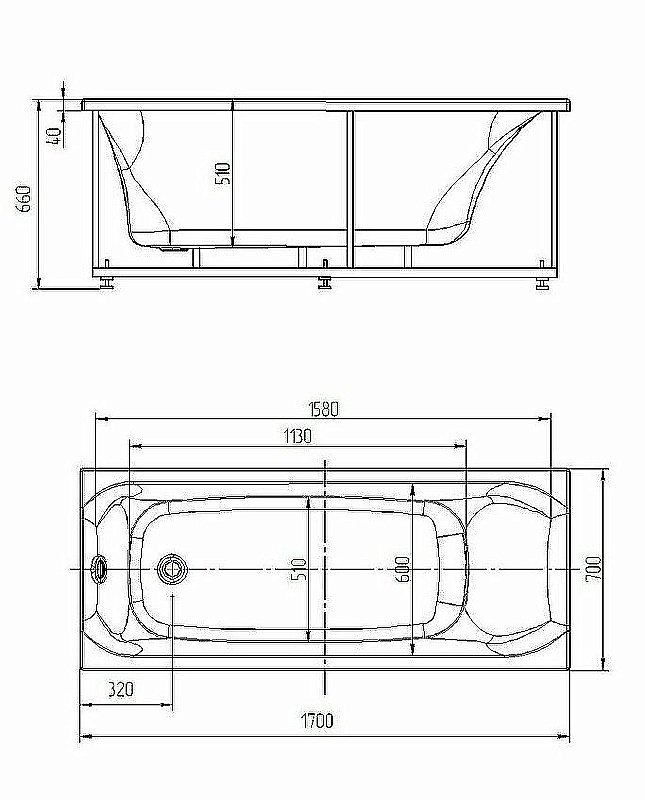 Ванна Aquatek Альфа 170х70 ALF170-0000038 белая купить в интернет-магазине Sanbest