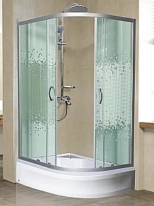 Душевой уголок с поддоном МОНОМАХ ДУ 100/80/180 МЗ L/R 10000013738 100x80 стекло прозрачное с рисунком/профиль хром купить в интернет-магазине Sanbest