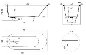 Ванна Salini Ornella KIT S-Sense 170х80 102414GF RAL купить в интернет-магазине Sanbest