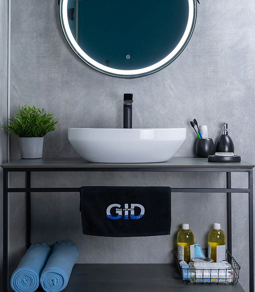 Раковина накладная Gid Lago 50 D1469 51196 белая купить в интернет-магазине Sanbest