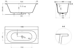 Ванна Salini Ornella AXIS KIT S-Sense 170x70 104713M белая матовая купить в интернет-магазине Sanbest