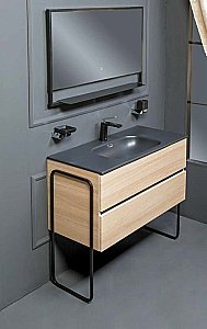 Тумба с раковиной Armadi Art Vallessi 80 дуб светлый фактурный для ванной в интернет-магазине Sanbest