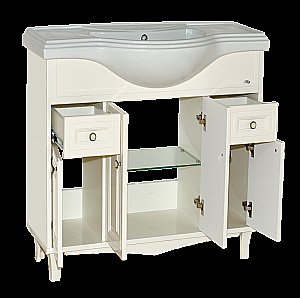 Тумба с раковиной напольная Misty Шармель 80 бежевая эмаль для ванной в интернет-магазине Sanbest