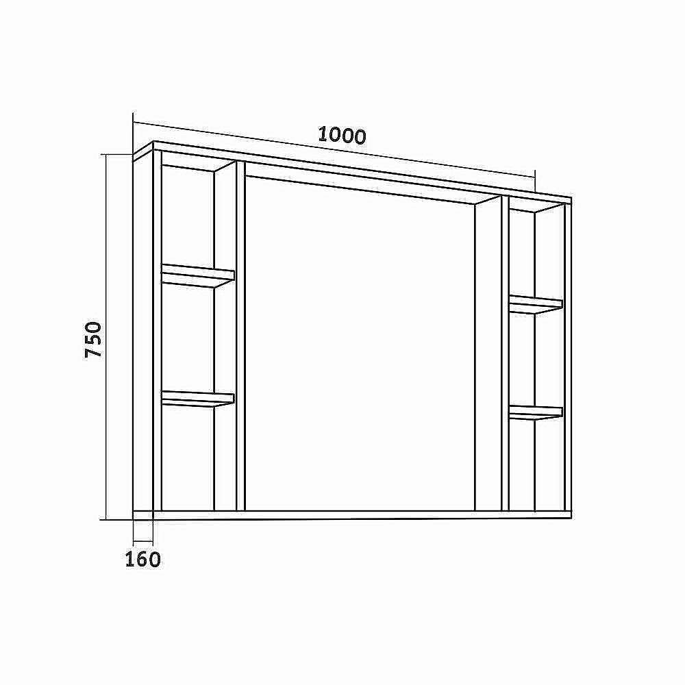 Зеркало со шкафом Grossman ФЛАЙ 100 дуб сонома в ванную от интернет-магазине сантехники Sanbest