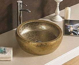 Раковина накладная CeramaLux NC 41 J2023 матовое золото купить в интернет-магазине Sanbest