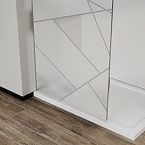 Душевое ограждение Azario Walk-in 100 AZ-271-100-BGL-CGP стекло прозрачное с графическим принтом/профиль брашированное золото купить в интернет-магазине Sanbest