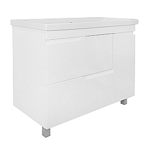 Тумба с раковиной Loranto KANTRI CS00097259 100/2Н раковина Фостер 100, белый глянец для ванной в интернет-магазине Sanbest