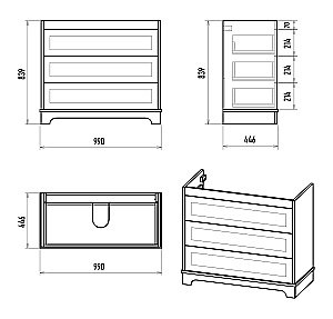 Тумба с раковиной Misty Ларго -100 П-Лар-07100-01-3Я белая матовая для ванной в интернет-магазине Sanbest