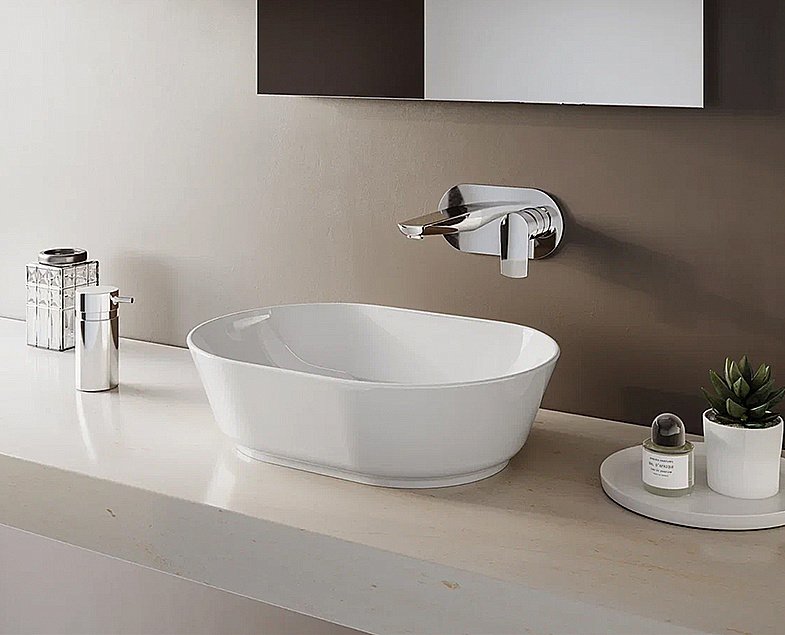 Раковина накладная Vitra Geo 55 7427B003-0012 белая купить в интернет-магазине Sanbest