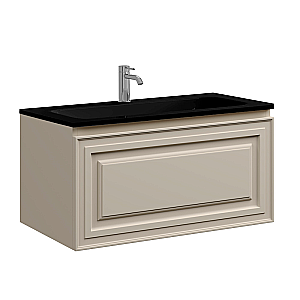 Тумба с раковиной Sancos Very VR80CE+CN7005MB Beige Soft/раковина черная матовая для ванной в интернет-магазине Sanbest