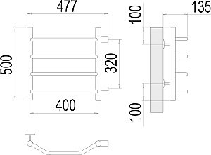 Полотенцесушитель водяной Terminus Виктория П4 400х500 с боковым подключением 320 купить в интернет-магазине сантехники Sanbest