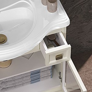 Тумба напольная с раковиной Опадирис Борджи 85 слоновая кость для ванной в интернет-магазине Sanbest