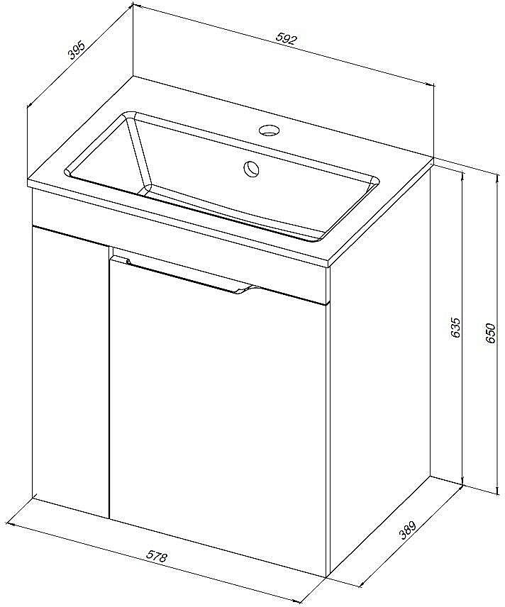 Тумба с раковиной Aquanet Практика 330454 60 маренго для ванной в интернет-магазине Sanbest