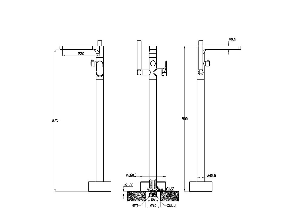 Смеситель для ванны Boheme Spectre 459-MG золото матовое купить в интернет-магазине сантехники Sanbest