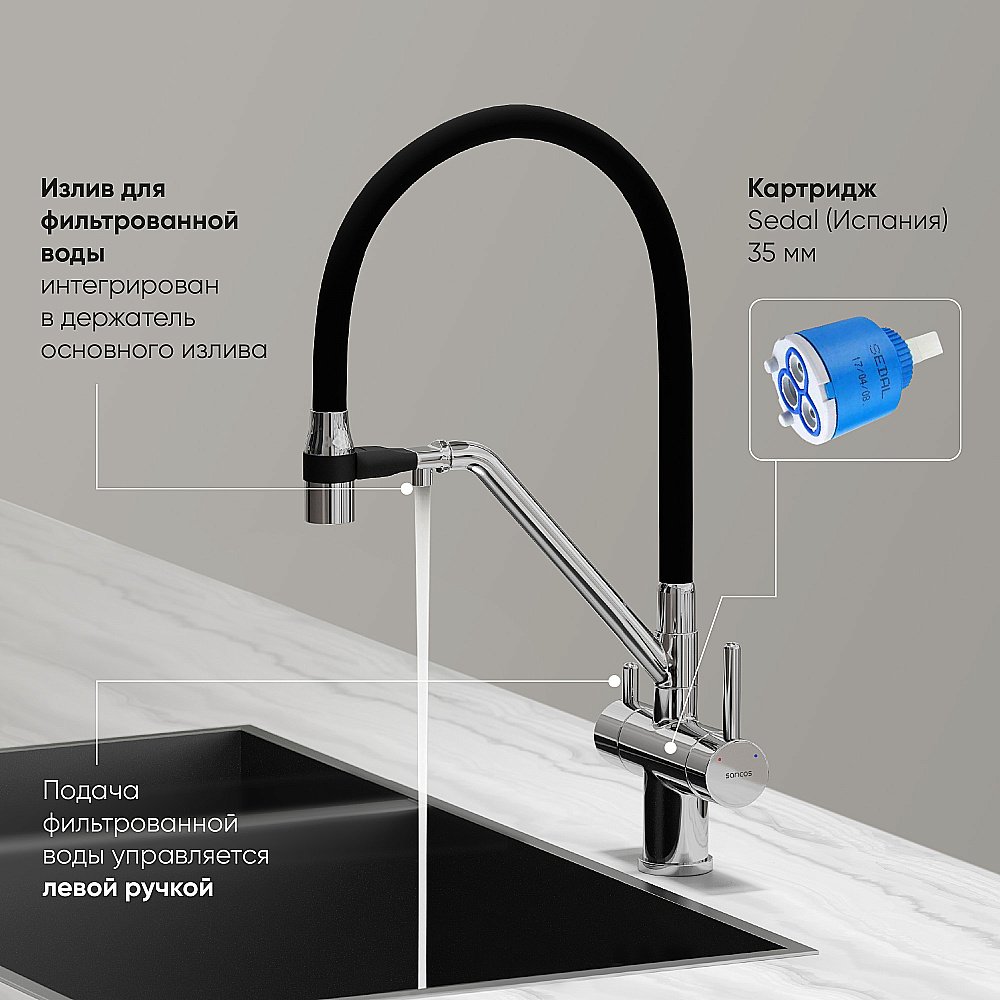 Смеситель для кухни Sancos Dora SC4003CH хром купить в интернет-магазине сантехники Sanbest