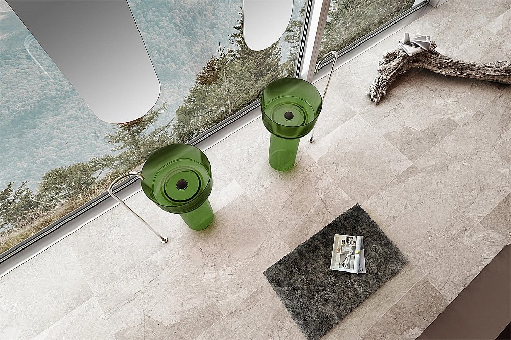 Раковина напольная ABBER Kristall AT2702Emerald-H зеленая прозрачная купить в интернет-магазине Sanbest