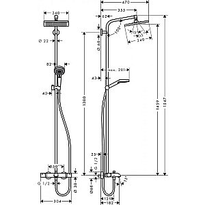 Душевая система Hansgrohe Crometta E Showerpipe 240 1jet 27298000 купить в интернет-магазине сантехники Sanbest