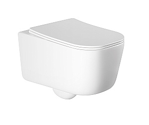 Унитаз подвесной Aquatek ЛУГАНО AQ2002-00+INS-0000012+KDI-0000019+KKI-0000002 белый, безободковый, с крышкой микролифт, с инсталляцией и кнопкой хром матовый купить в интернет-магазине Sanbest