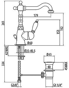 Смеситель для раковины Gattoni Orta 2741/27V0 OLD бронза купить в интернет-магазине сантехники Sanbest